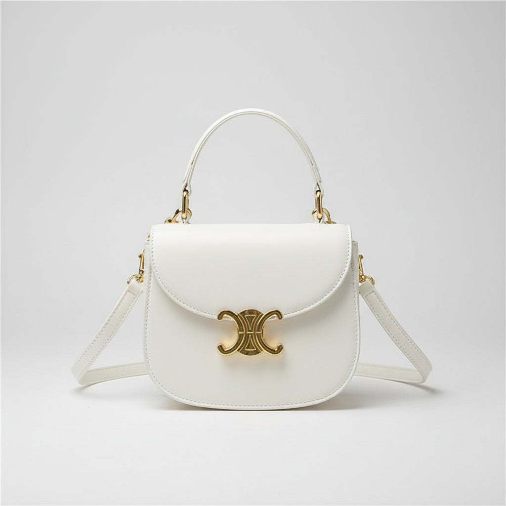 Bolso Isabel - Bolso de Hombro Estructurado con Broche Triunfo Dorado