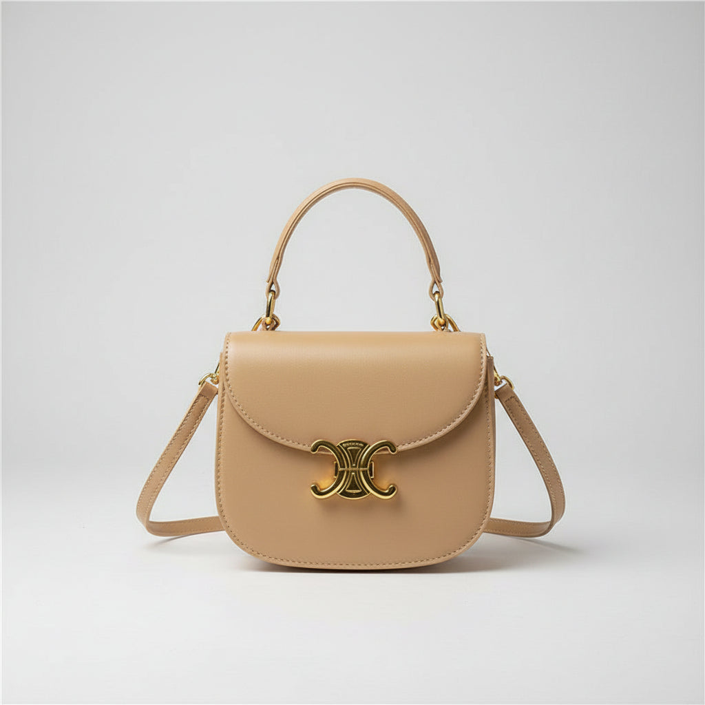Bolso Isabel - Bolso de Hombro Estructurado con Broche Triunfo Dorado