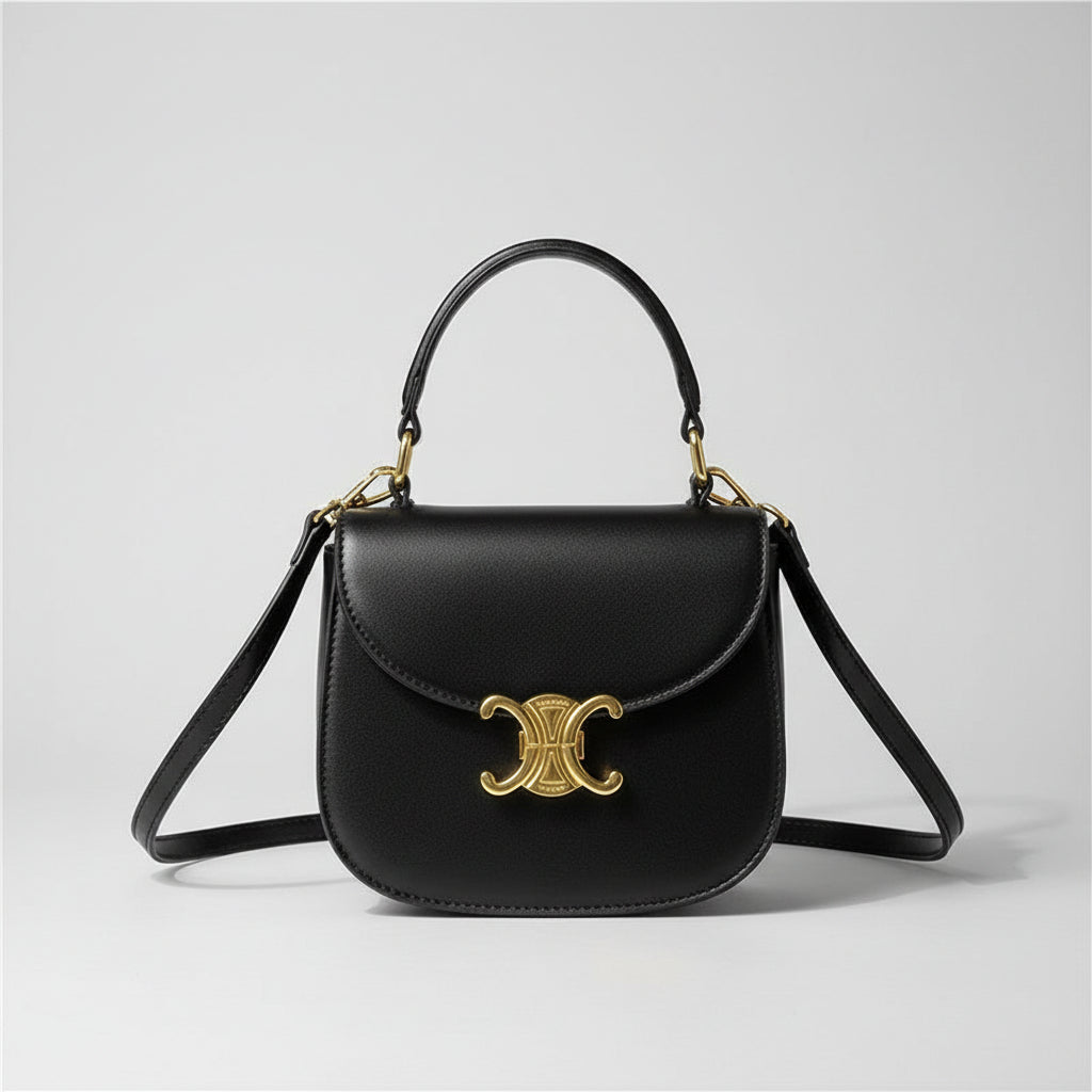 Bolso Isabel - Bolso de Hombro Estructurado con Broche Triunfo Dorado
